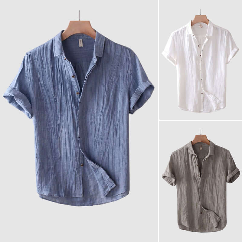Men's Casual Short-Sleeve Slap Collar Shirt