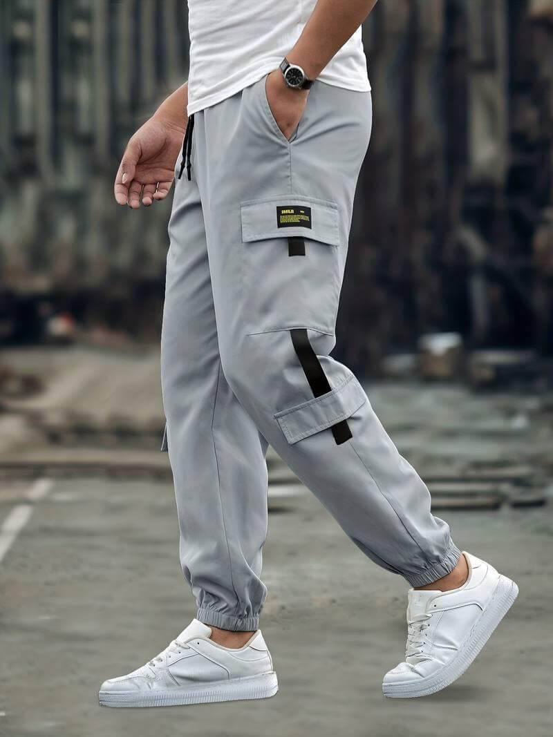 Men's Relaxed Fit Cargo Joggers with Multiple Pockets