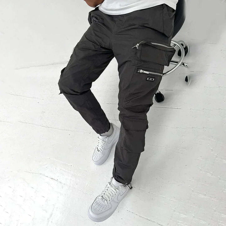 Men's Tapered Cargo Trousers: Multi-Pocket Utility Pants