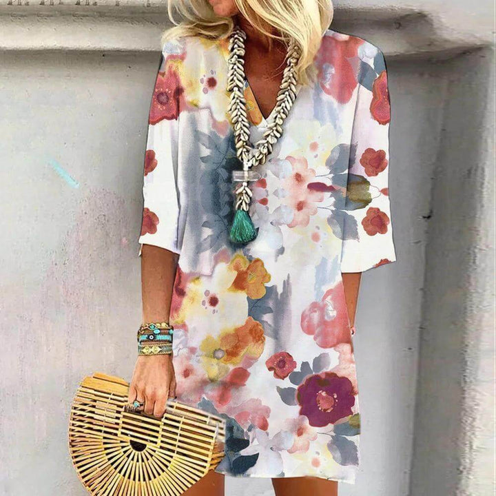 Watercolor Floral Midi Dress: Elegant & Lightweight