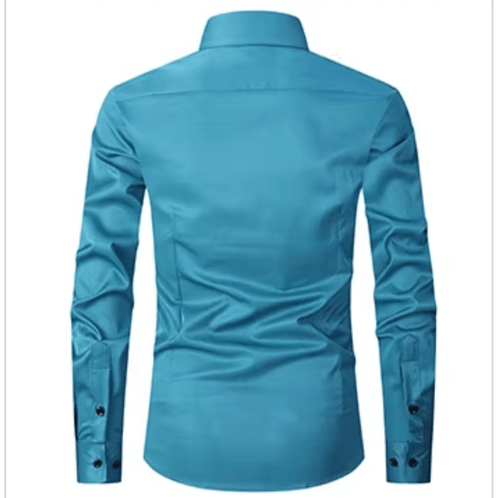 Men's Slim Fit Long Sleeve Shirt with Contrast Buttons