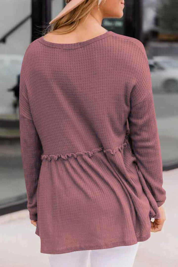 Women's Casual V-Neck Top with Buckle Detail