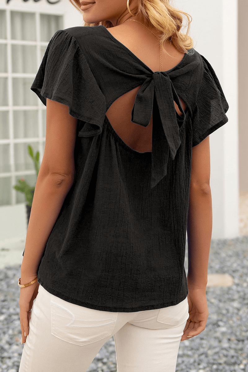 Women's Relaxed Crinkle Short Sleeve Top