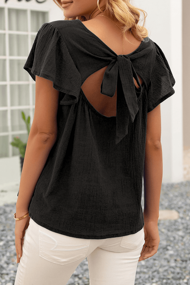 Women's Relaxed Crinkle Short Sleeve Top