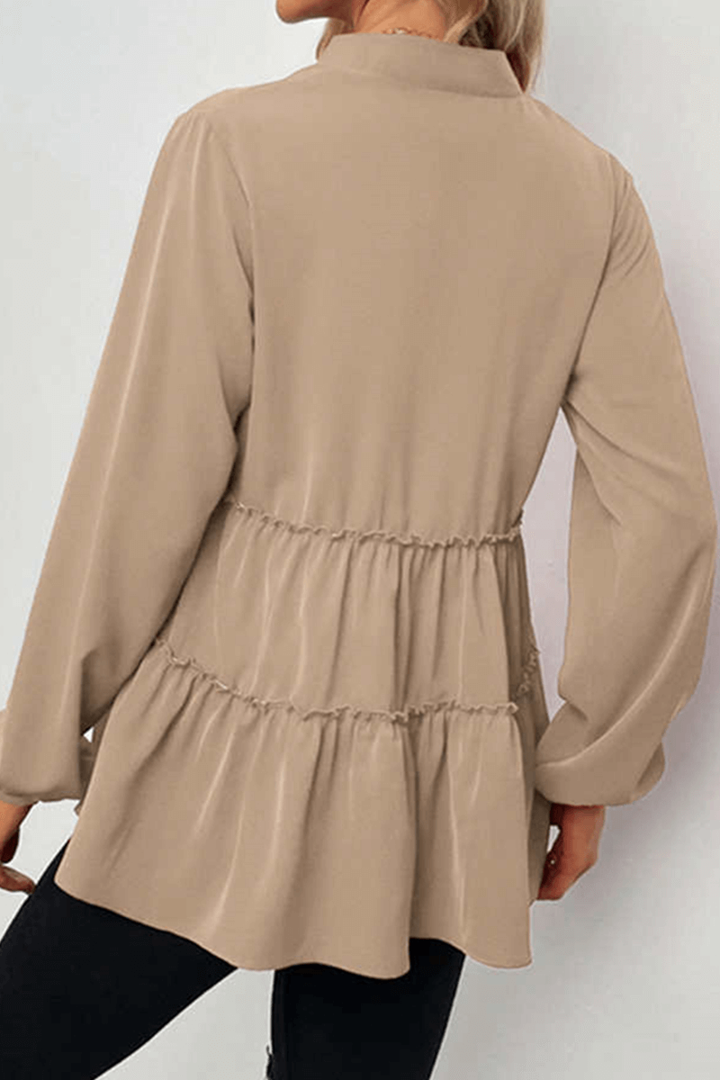 Women's V-Neck Split-Joint Ruffle Top