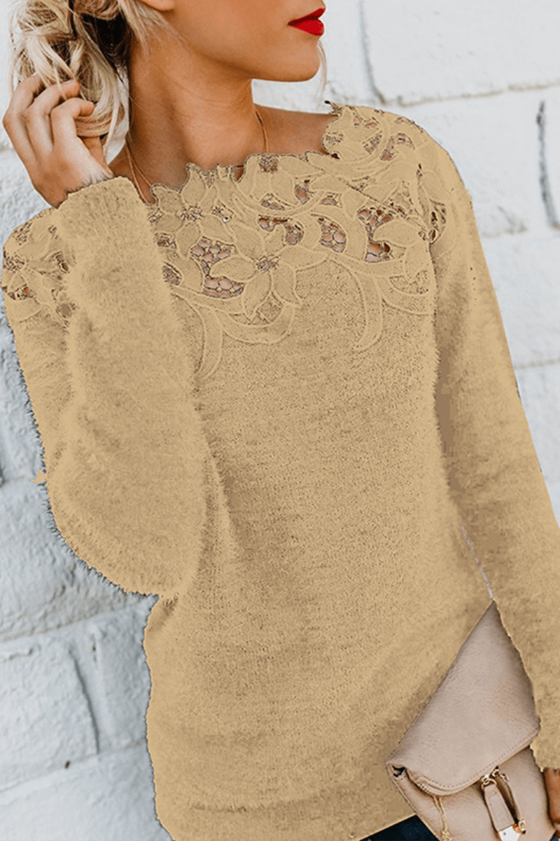 Women's Elegant Lace Long-Sleeve Sweater