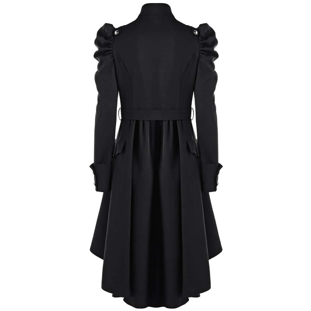 Women's Medieval Retro Jacket: Elegant Midi Length, Standing Collar