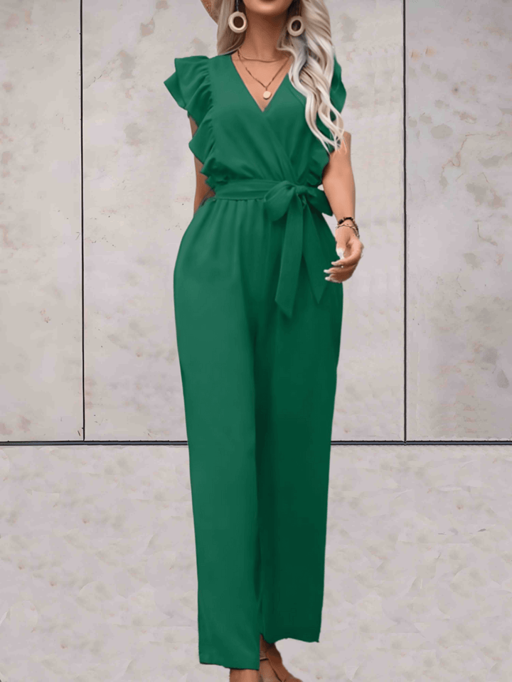 Women's Trendy V-Neck Ruffle Sleeve Jumpsuit