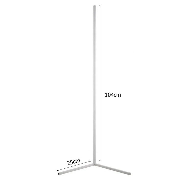"Adjustable colorful floor lamp with smart features, showcasing dynamic hues and modern sleek design in a living room."
