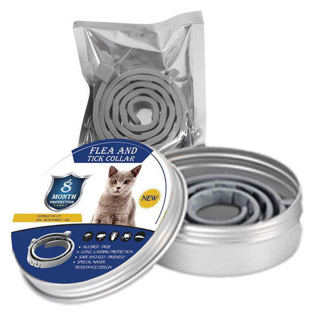 "Adjustable waterproof flea and tick collar for cats and dogs, featuring natural essential oils and eco-friendly design."