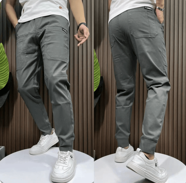 Men's Tapered Cotton Blend Joggers with Elastic Waist