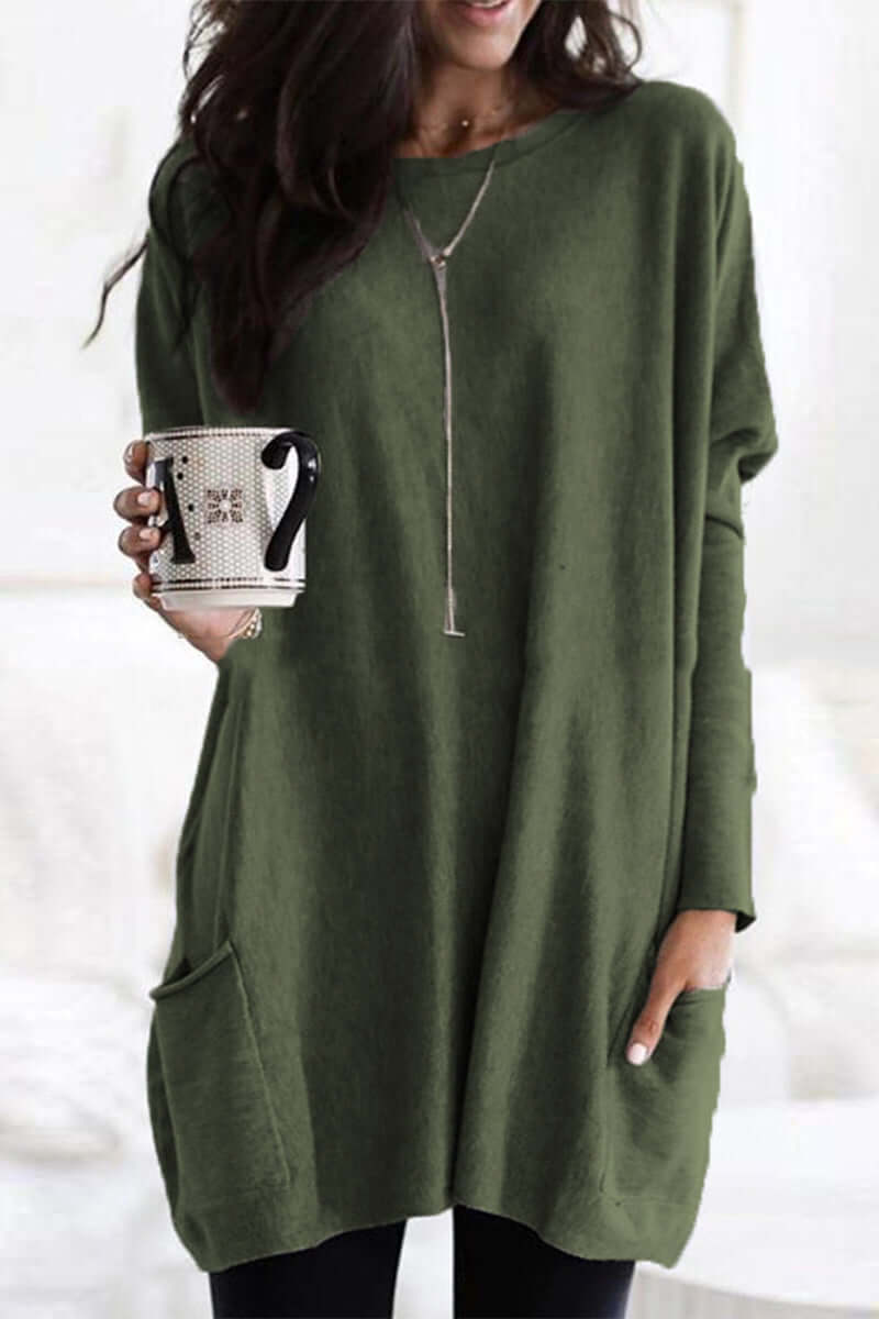 Women's Summer Pocket Top: Casual Round Neck T-Shirt