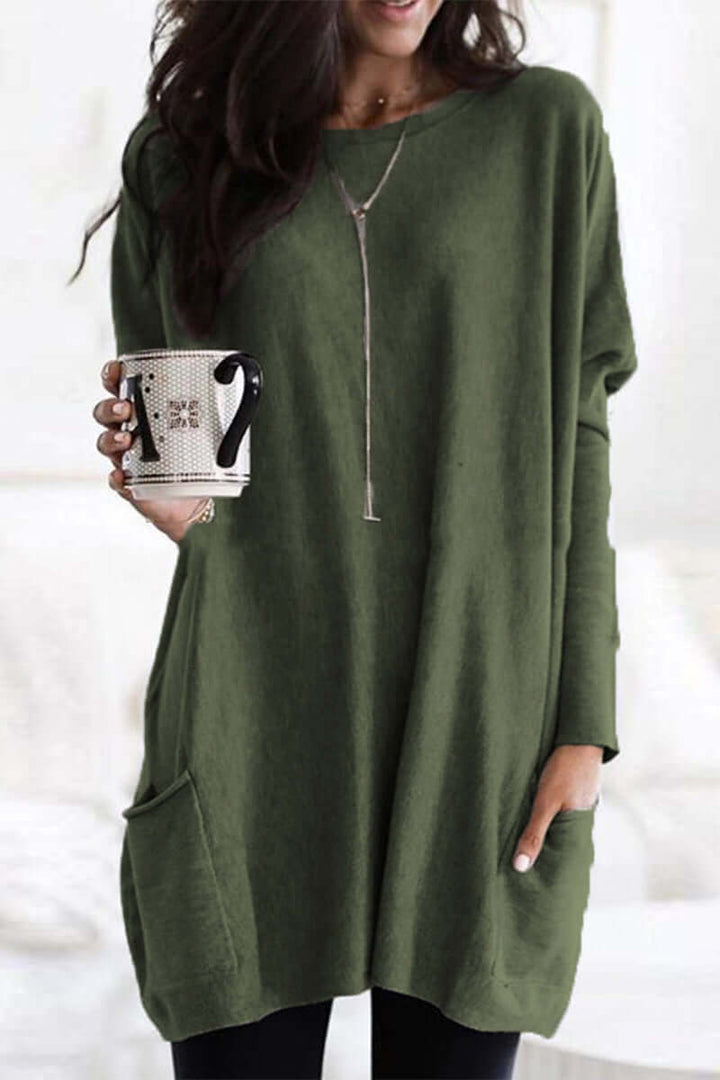Women's Summer Pocket Top: Casual Round Neck T-Shirt