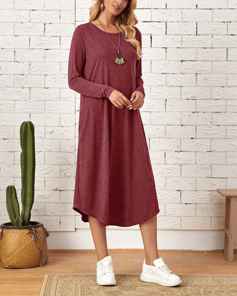 Cozy Long-Sleeve Knit Winter Dress