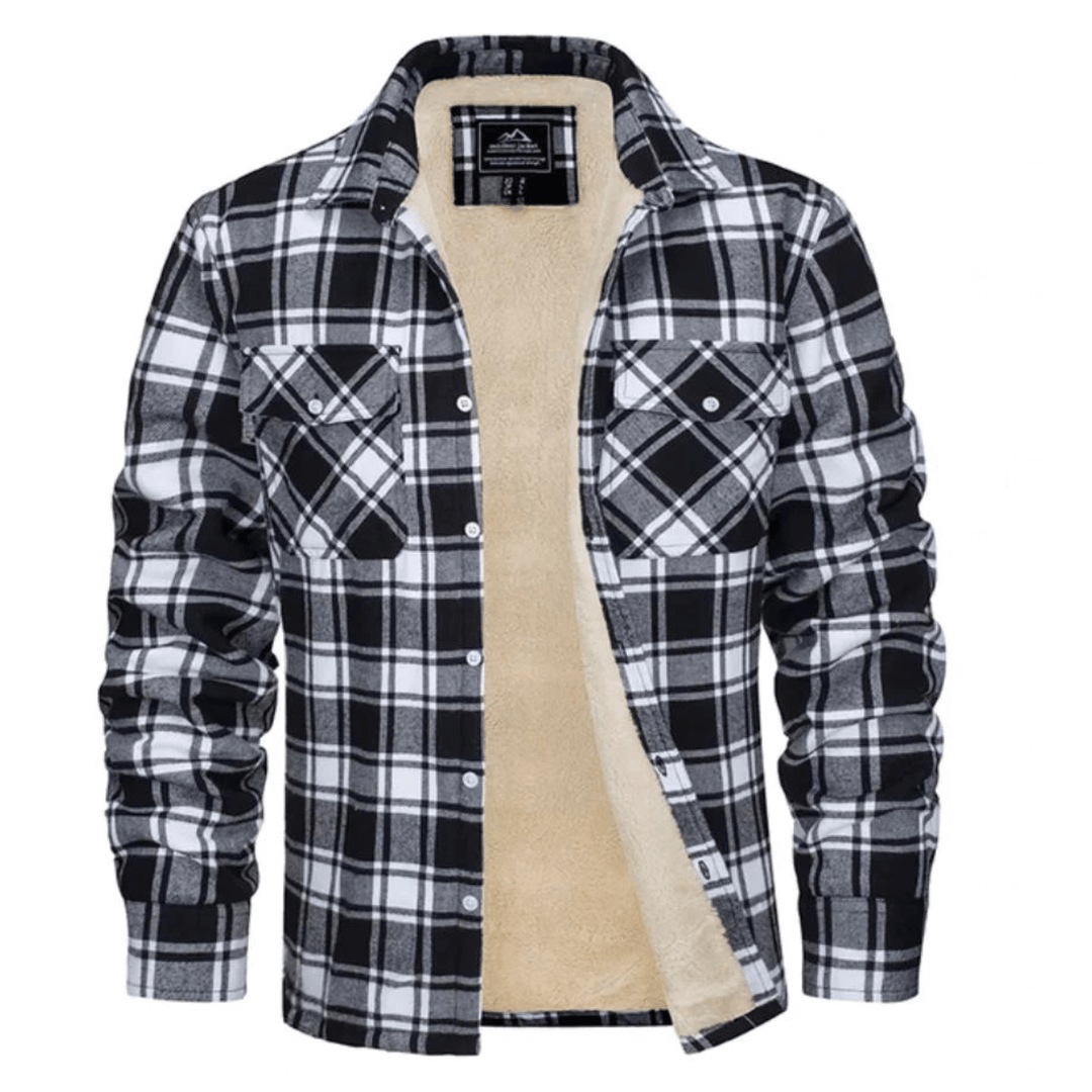 Men's Relaxed-Fit Checkered Fleece-Lined Jacket