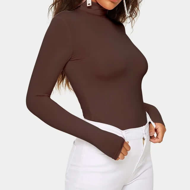Women's Long Sleeve Turtleneck Bodysuit: Stretchy & Layering Essential