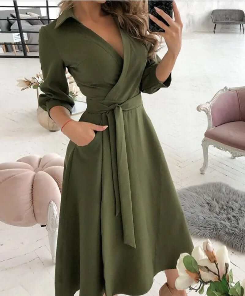 Elegant Midi Wrap Dress for Women
