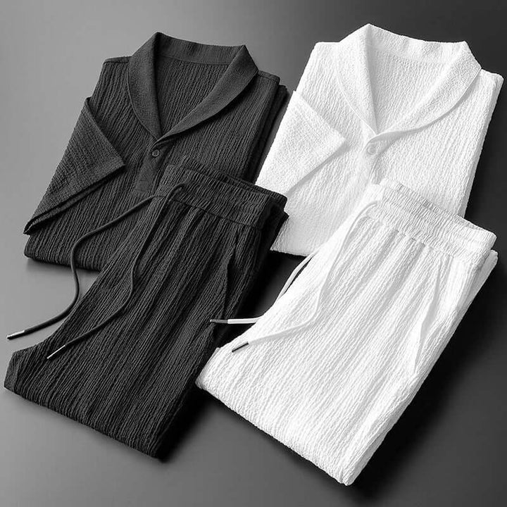 Men's Lightweight Breathable Polo Shirt & Pants Set
