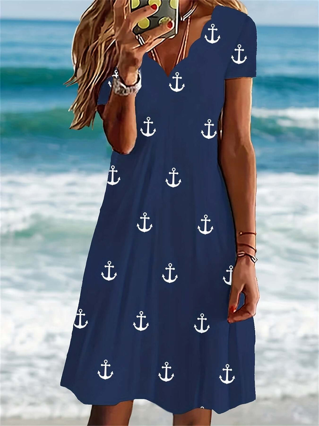 Floral Print V-Neck Midi Dress for Women