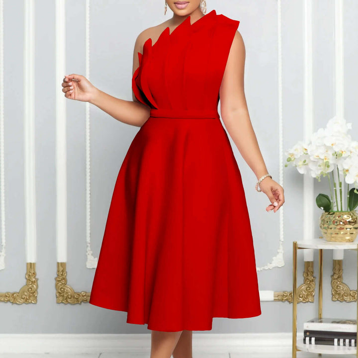 Romantic One-Shoulder Flare Women's Dress