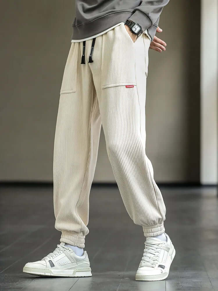Men's Relaxed Fit Corduroy Joggers with Pockets