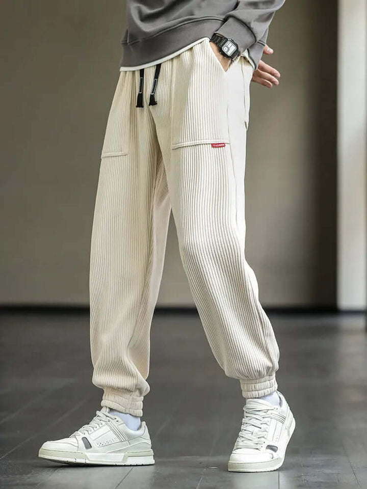 Men's Relaxed Fit Corduroy Joggers with Pockets