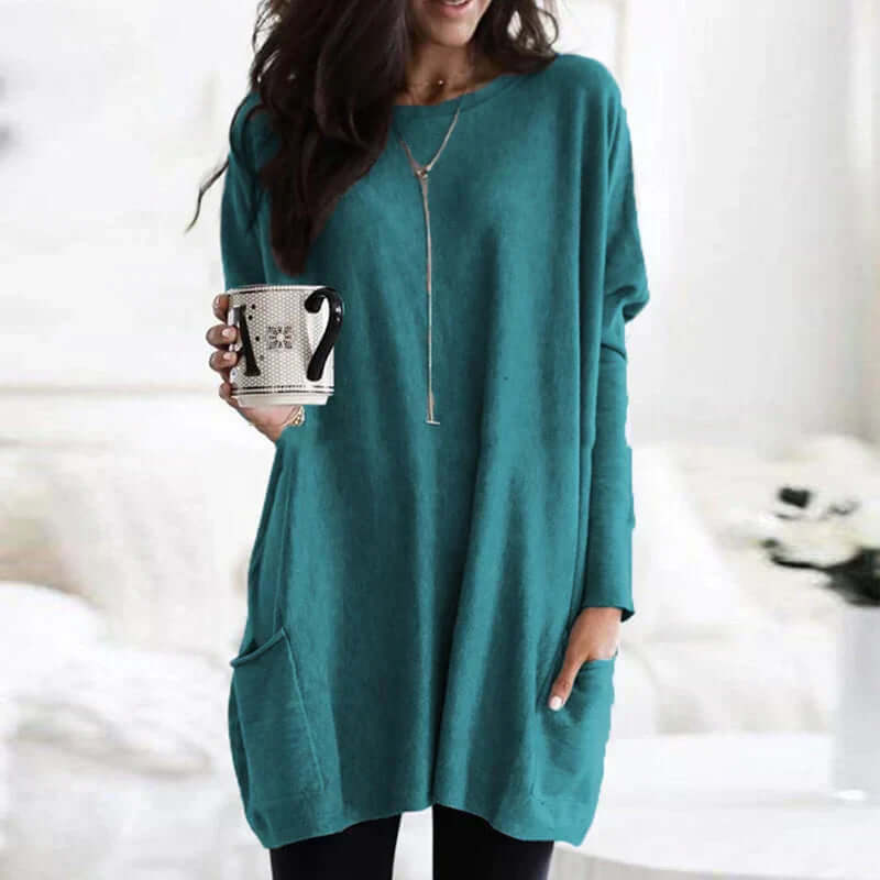 Women's Oversized Cotton Tunic Sweater: Relaxed Comfort
