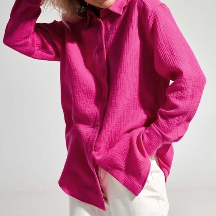 Women's Relaxed Long Sleeve Polo Shirt