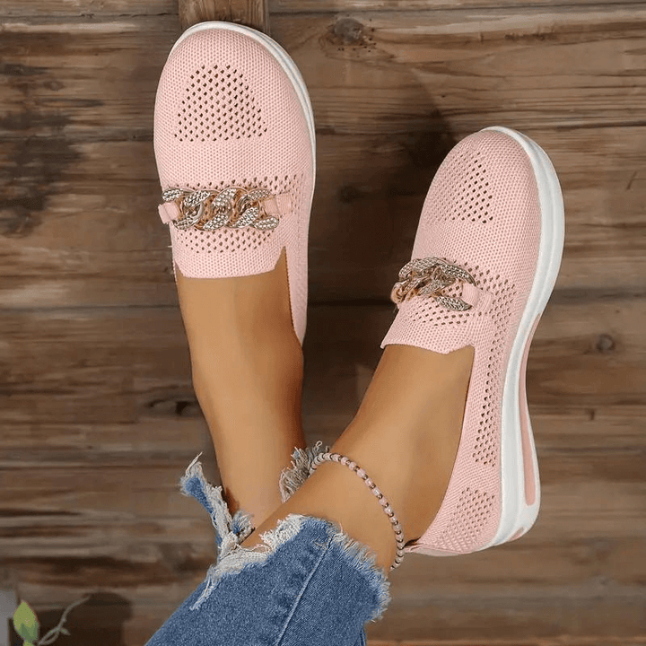 Women's Casual Slip-On Sneakers with Chain Detail