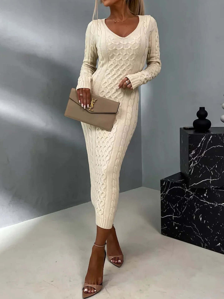 Elegant Lace-Back Knit Sweater Dress
