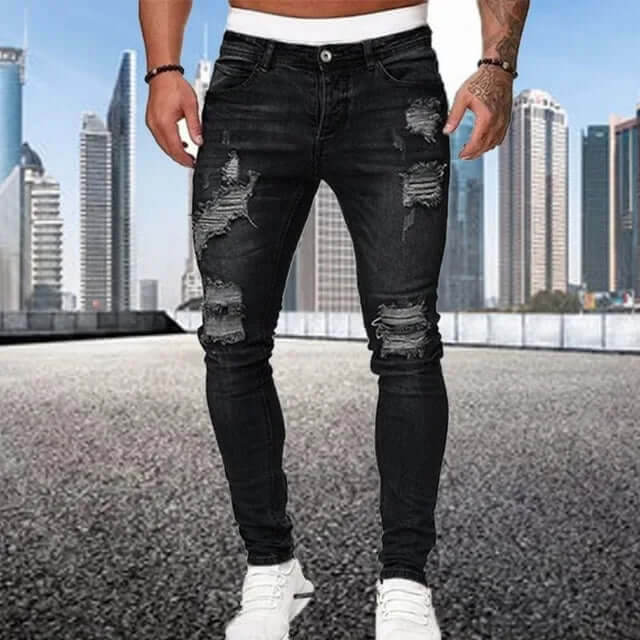 Men's Flocked Skinny Jeans: Stylish & Comfortable Fit