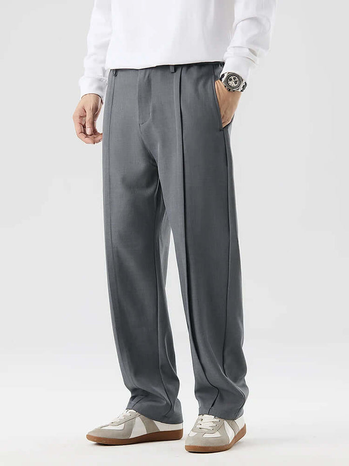 Men's Wide Leg Pleated Trousers: Comfortable & Stylish