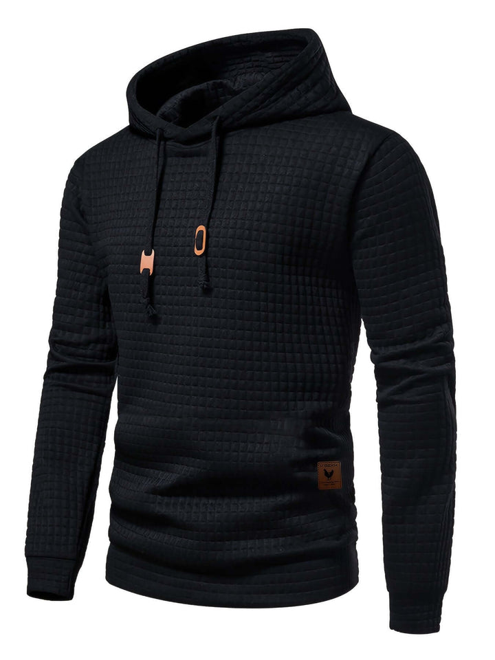 Men's Quilted Hoodie: Regular Fit Pullover with Drawstring