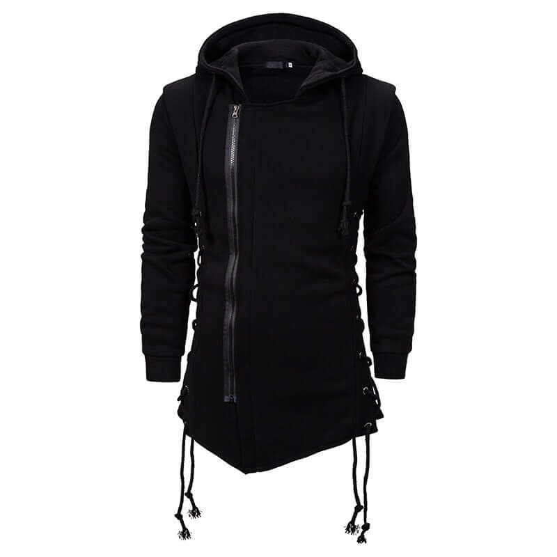 Men's Gothic Lace-Up Hoodie: Casual Outdoor Style