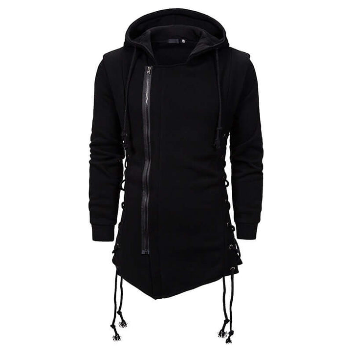 Men's Gothic Lace-Up Hoodie: Casual Outdoor Style