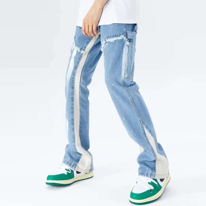 Men's Baggy Flared Denim Jeans: Relaxed Fit, Modern Style