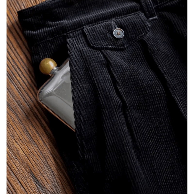 Men's High-Waist Relaxed-Fit Corduroy Trousers