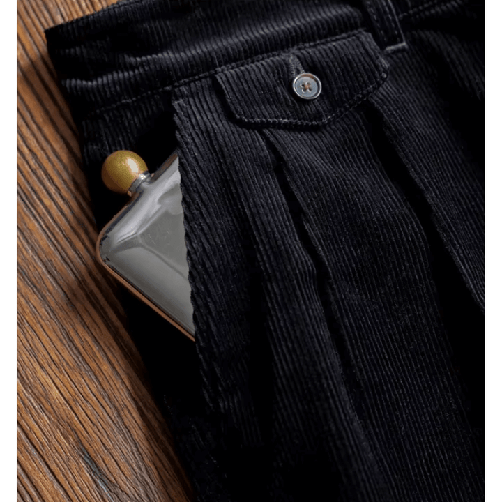 Men's High-Waist Relaxed-Fit Corduroy Trousers
