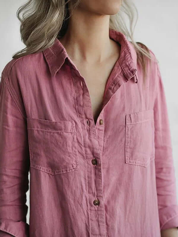 Women's Relaxed Fit Linen Jumpsuit with Roll Tab Sleeves