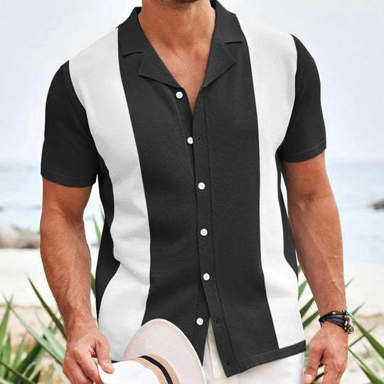 Men's Relaxed Fit Summer Shirt: Breathable Cotton, Vertical Stripes