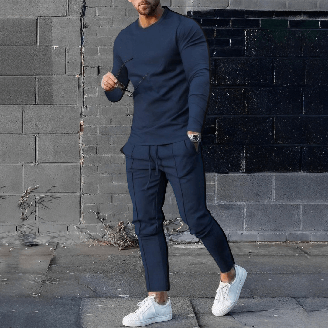 Men's Slim Fit Cotton Blend Sweatshirt & Joggers Set