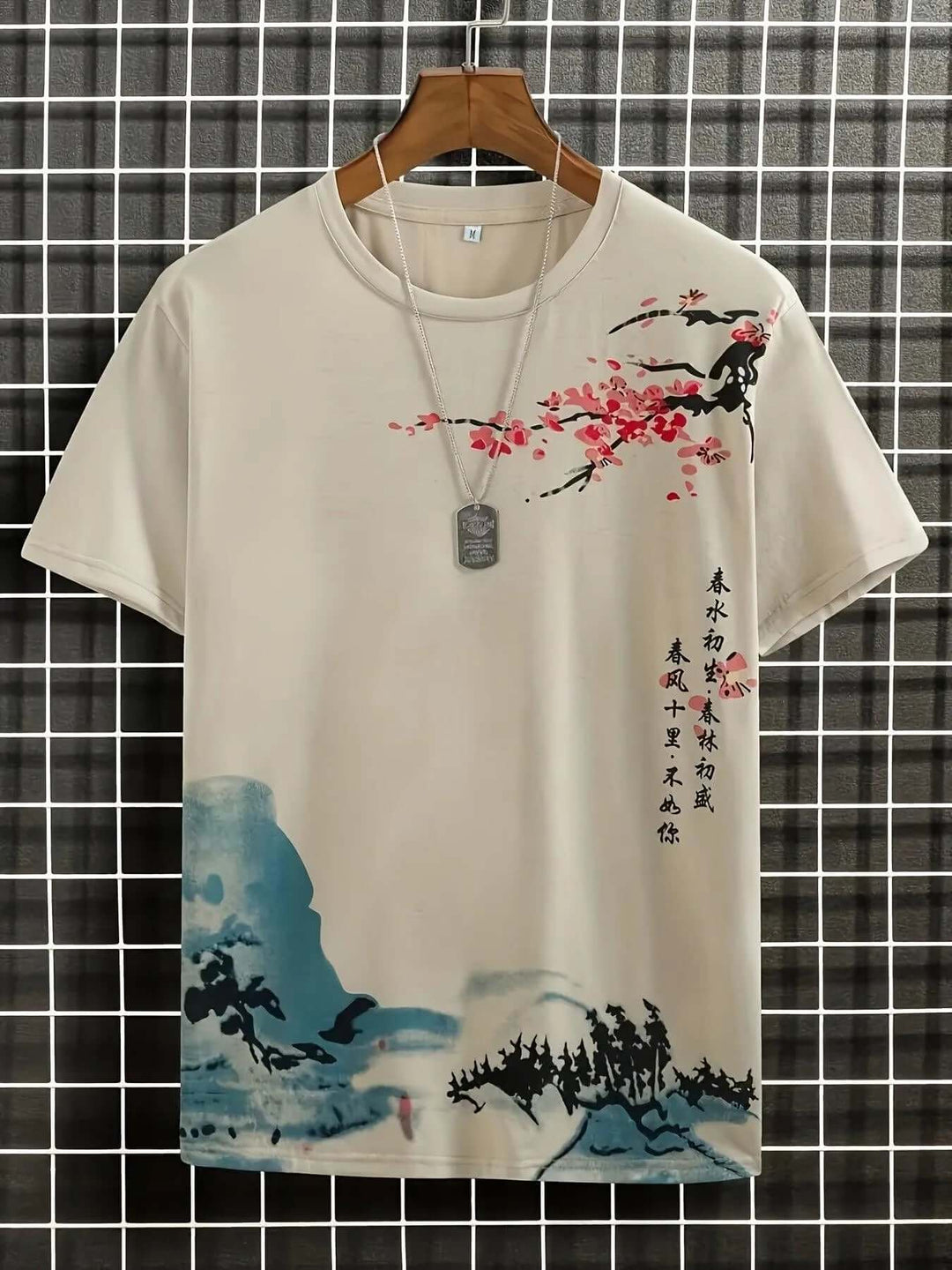 Men's Artistic Blossom & Wave Short Sleeve T-Shirt