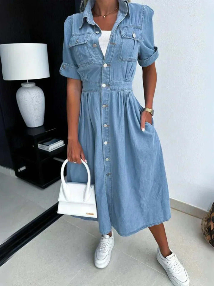 Stylish Denim Dress: Versatile Cotton Outfit