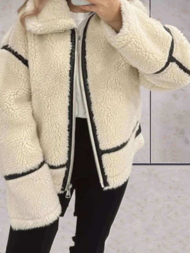 Women's Oversized Fleece Zip Jacket: Cozy & Stylish