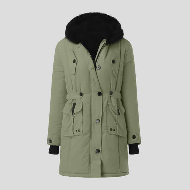 Women's Casual Winter Parka with Fur Hood