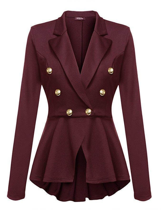 Women's Tailored Peplum Blazer Jacket