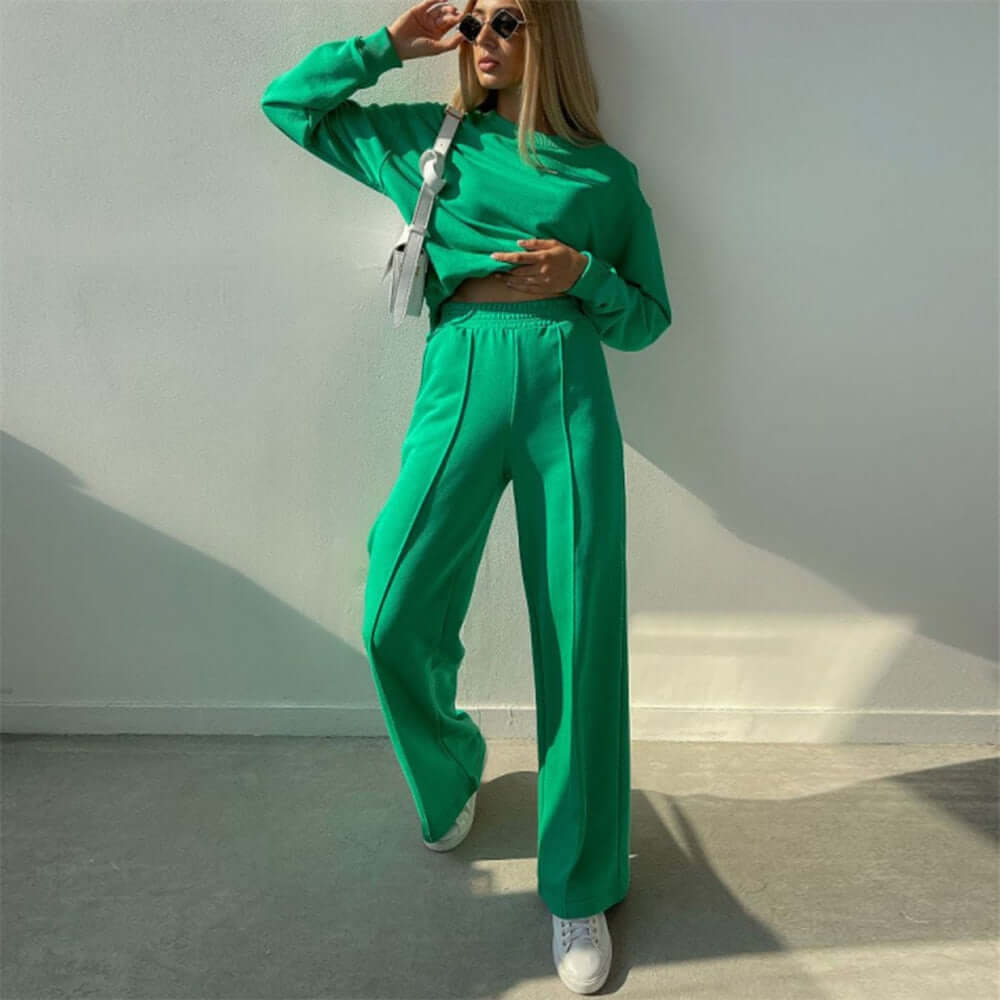 Women's Fall 2-Piece Outfit: Relaxed-Fit Polyester Set