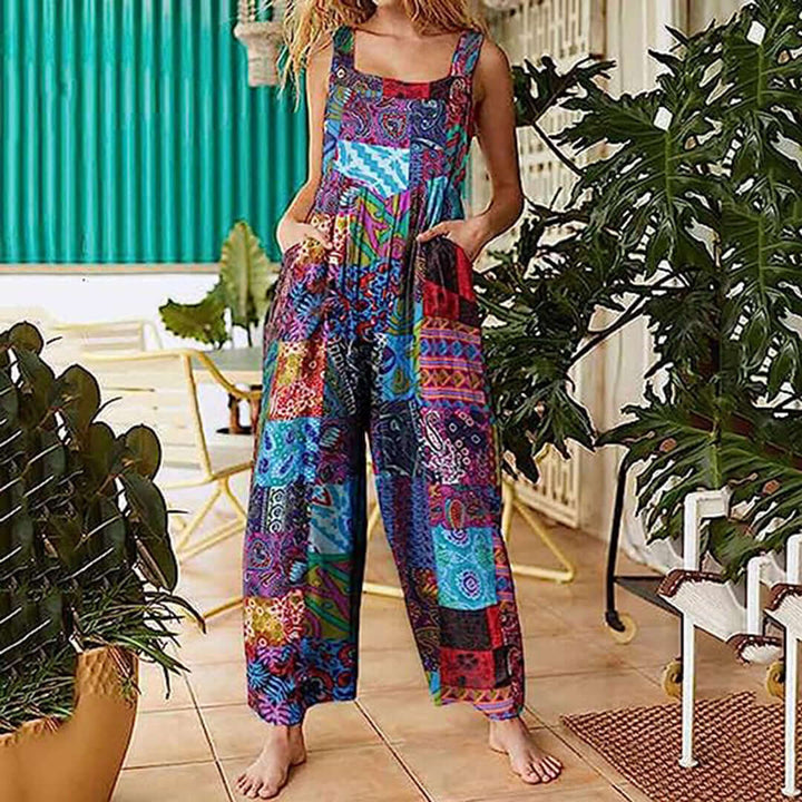 Women's Wide Leg Sleeveless Jumpsuit, Casual Summer Boho Style