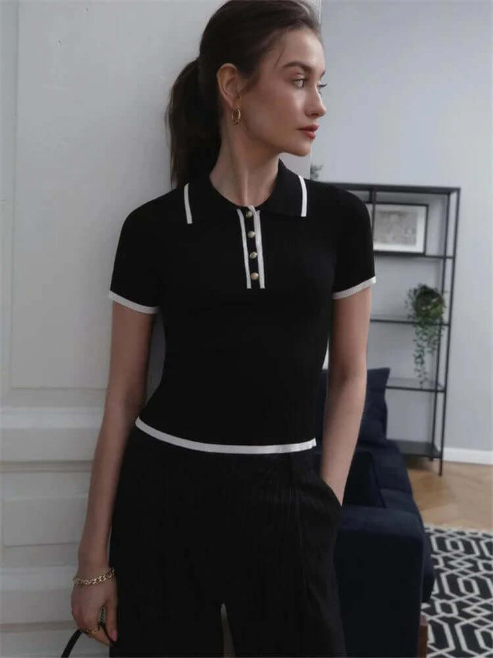 Knitted Short Sleeve Polo Shirt