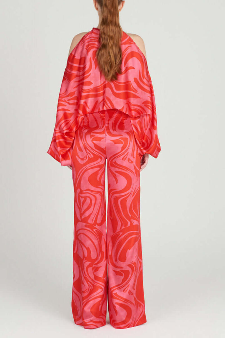 Women's Elegant Printed Off-Shoulder Long Sleeve Two-Piece Set